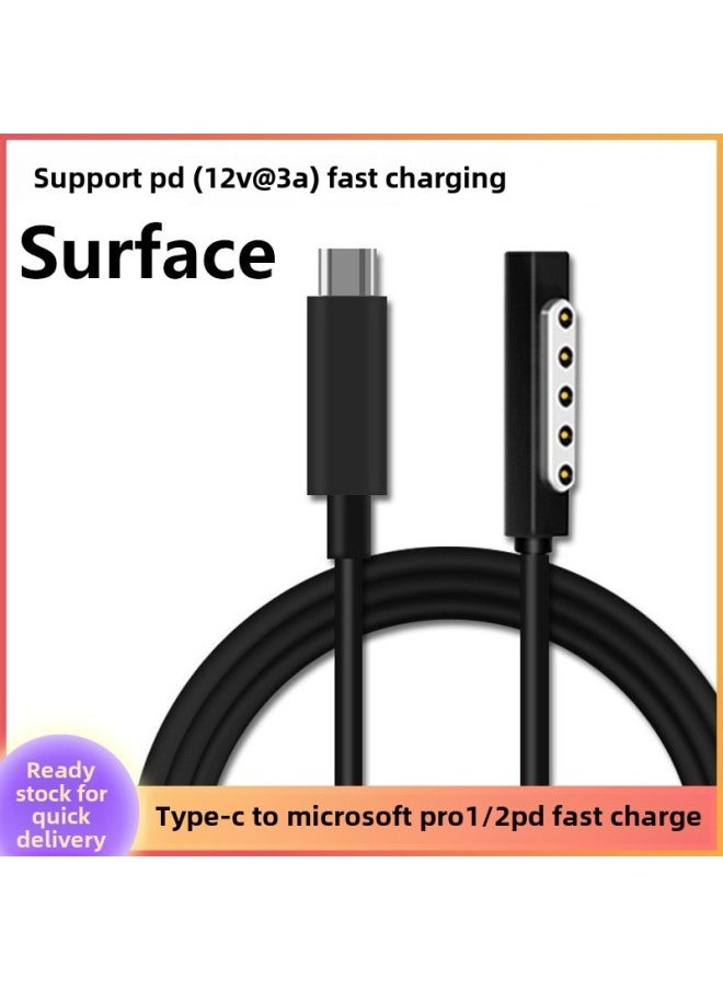 Type-C For Microsoft Magnetic PD Decoy Charging Line Surface RT RT2 Pro2 12V2A/3.6A-Color:Microsoft 3/4/5/6 Universal 15V Adapter 102W