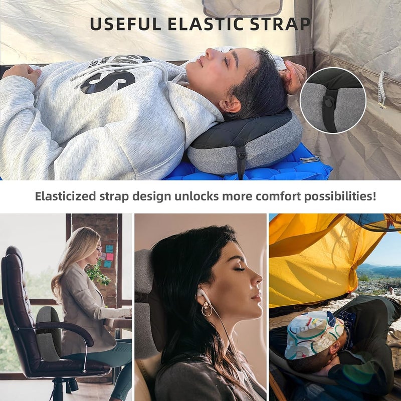 Ultralight Inflatable Camping Pillow with Removable Washable Cover – Compact, Portable Travel Neck Cushion with Adjustable Firmness for Hiking, Office, Airplane, Car & Beach Use (Black) - Image 5