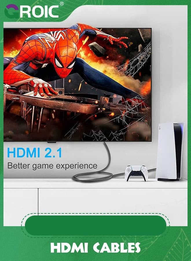 GROIC 6FT 8K HDMI 2.1 Cable, 48Gbps Ultra HD Lead High-Speed Cord, Supports 8K@60Hz, 4K@120Hz, eARC HDR10, HDCP 2.2/2.3 Dolby, 3D, VRR, Compatible with Fire TV/Roku TV/PS5/Xbox/Nintendo Switch and More - Image 3