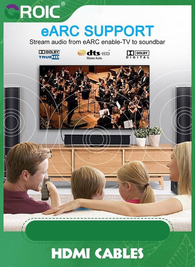 GROIC 6FT 8K HDMI 2.1 Cable, 48Gbps Ultra HD Lead High-Speed Cord, Supports 8K@60Hz, 4K@120Hz, eARC HDR10, HDCP 2.2/2.3 Dolby, 3D, VRR, Compatible with Fire TV/Roku TV/PS5/Xbox/Nintendo Switch and More - Image 4