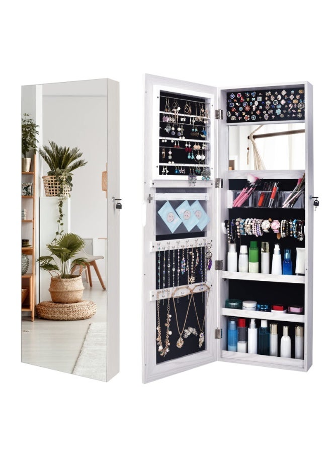 120*40CM All Screen Jewelry Armoire Cabinet, Full Length Mirror Display, Beauty Organizer Dressing Makeup, Lockable w/FREE Safe Key, Wall Mounted or Door Hanging (6139) - Image 1