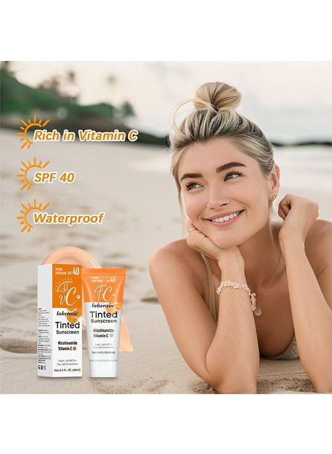 lakerain Tinted Sunscreen, Contain Nicotinamide Vitaminc C , SPF40 Super Light&Thin Day Light Protection, Sheer Tint for Healthy Glow, Suitable for Sensitive Skin - Image 2