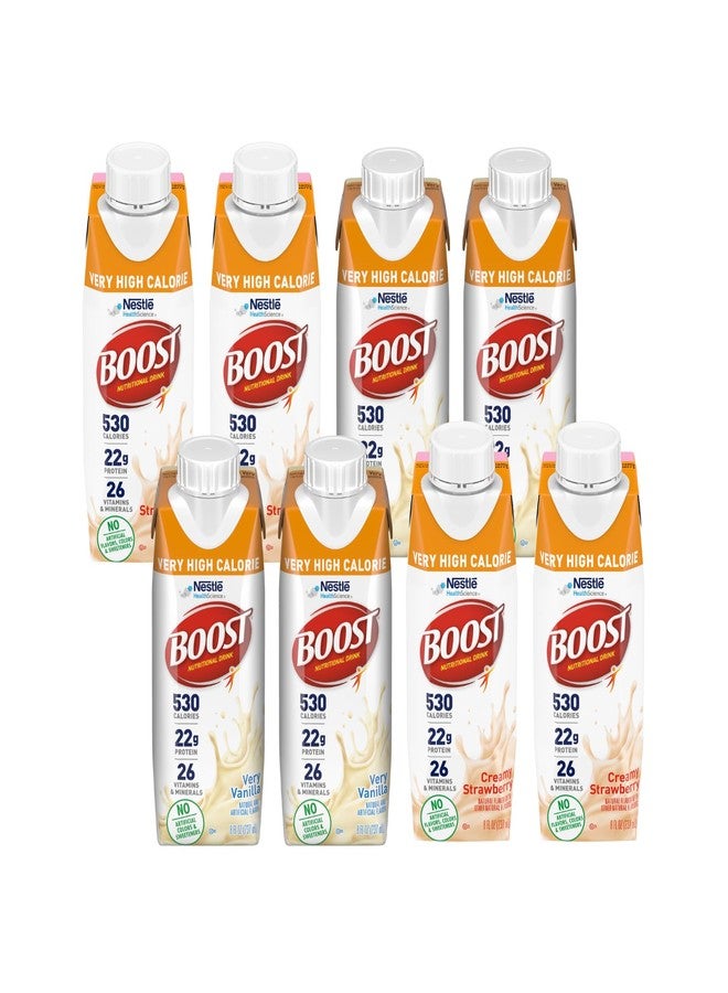 Boost Very High Calorie Nutritional Drink (8 Fl Oz (Pack of 8), Vanilla & Strawberry) - Image 1