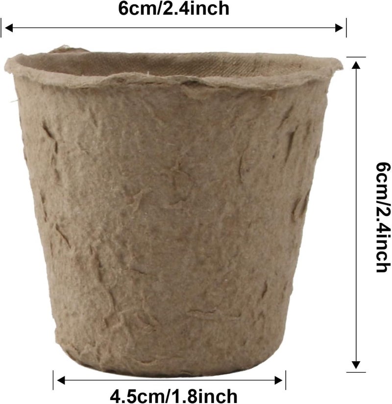 Augshy 100 Pack 2.4" Peat Pots for Seedlings Starter Nursery Pots Organic Biodegradable Paper Pots Herb Kit Eco-Friendly - Image 2