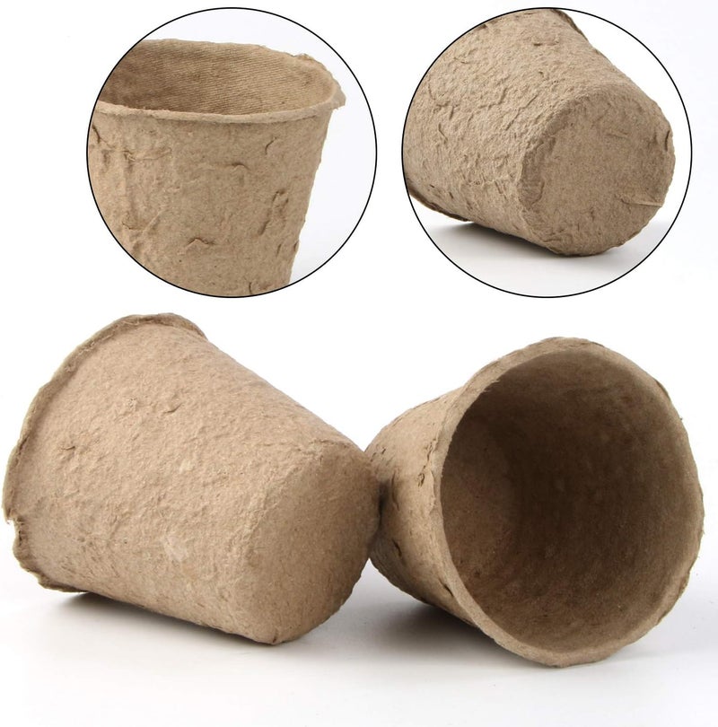 Augshy 100 Pack 2.4" Peat Pots for Seedlings Starter Nursery Pots Organic Biodegradable Paper Pots Herb Kit Eco-Friendly - Image 3