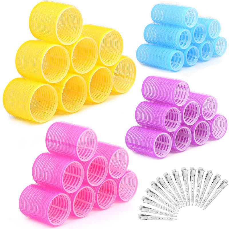 Cludoo 46pcs Hair Curlers Rollers, Cludoo Jumbo Big Hair Roller Sets with Stainless Steel Duckbill Clip, 4 Size Self Grip Hair Curlers Rollers for Long Medium Short Thick Fine Thin Hair Bangs Volume - Image 1