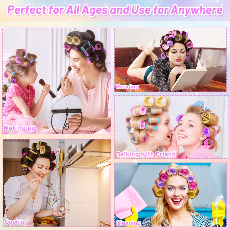 Cludoo 46pcs Hair Curlers Rollers, Cludoo Jumbo Big Hair Roller Sets with Stainless Steel Duckbill Clip, 4 Size Self Grip Hair Curlers Rollers for Long Medium Short Thick Fine Thin Hair Bangs Volume - Image 5