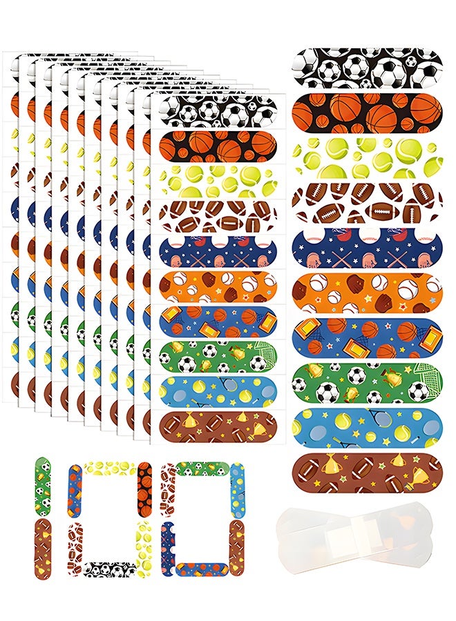100 قطعة من الضمادات اللاصقة الرياضية للأطفال (10 أنواع، 10 من كل نوع)، ضمادات لاصقة مقاومة للماء وجيدة التهوية للأطفال، لكرة القدم/كرة السلة - Image 1