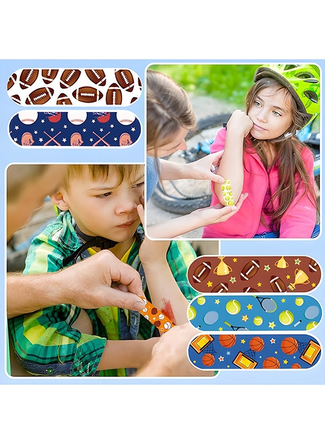 100 قطعة من الضمادات اللاصقة الرياضية للأطفال (10 أنواع، 10 من كل نوع)، ضمادات لاصقة مقاومة للماء وجيدة التهوية للأطفال، لكرة القدم/كرة السلة - Image 3