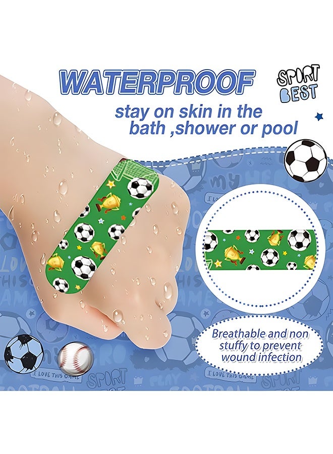 100 قطعة من الضمادات اللاصقة الرياضية للأطفال (10 أنواع، 10 من كل نوع)، ضمادات لاصقة مقاومة للماء وجيدة التهوية للأطفال، لكرة القدم/كرة السلة - Image 4