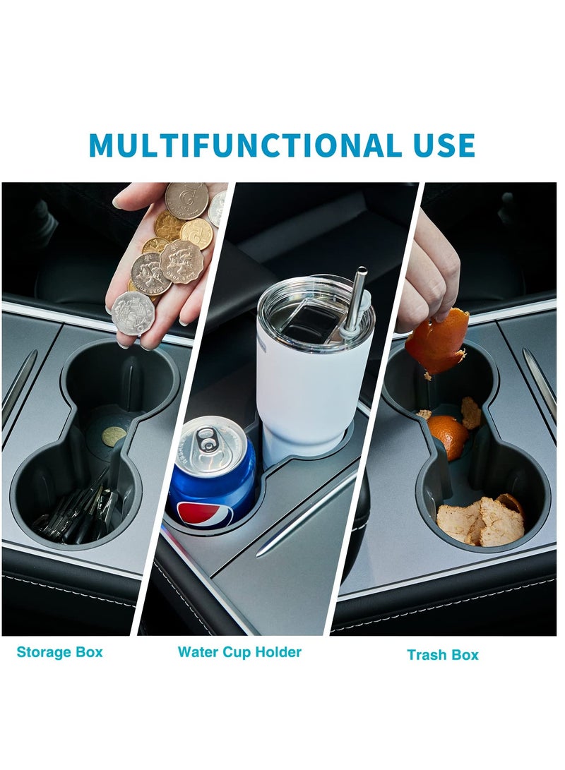 Center Console Cup Holder Insert for Tesla Model 3/Y - Compatible with New Console (Gray) - Essential Accessory for Organized Storage and Convenience. - Image 2
