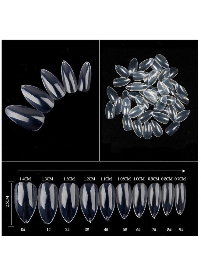 Yimart 500pcs/pack Stiletto False Nails Clear False Nails Oval Stiletto Sharp Full Nail tips Acrylic UV Gel Full Cover Nail Art Tips Decoration Nails Salon (Clear) - Image 3