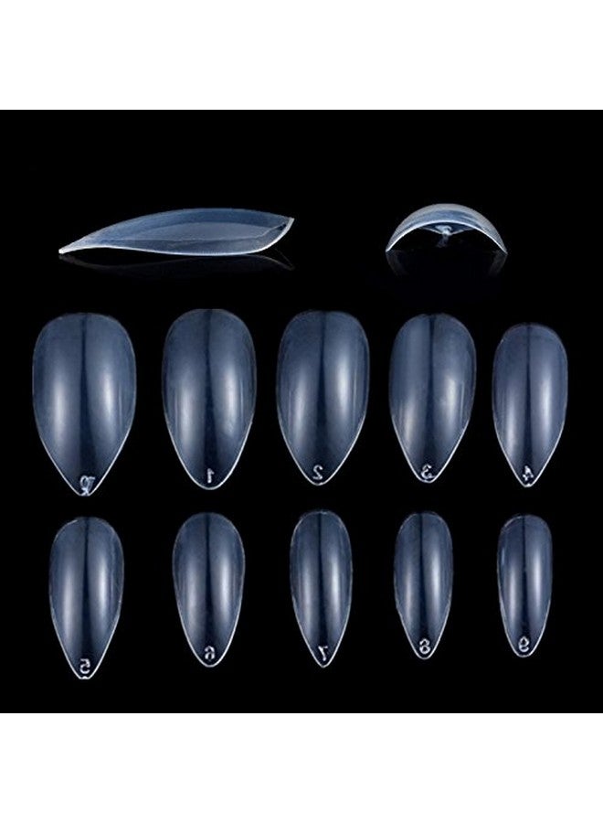 Yimart 500pcs/pack Stiletto False Nails Clear False Nails Oval Stiletto Sharp Full Nail tips Acrylic UV Gel Full Cover Nail Art Tips Decoration Nails Salon (Clear) - Image 4