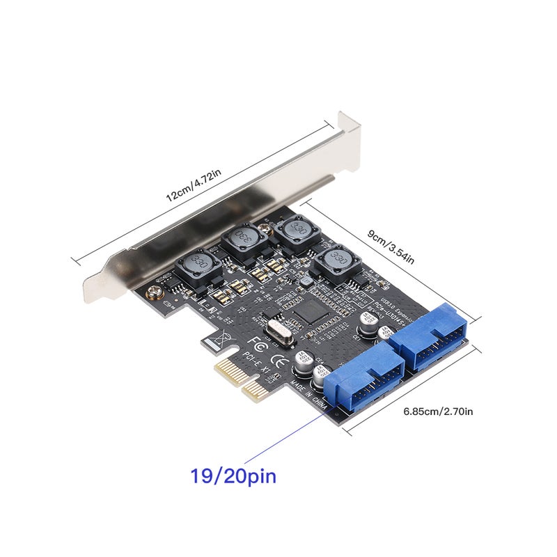 PCI-E USB3.0 Express Card 4 Ports External Dual 19/20Pin Front Connector Expansion Card - Image 2