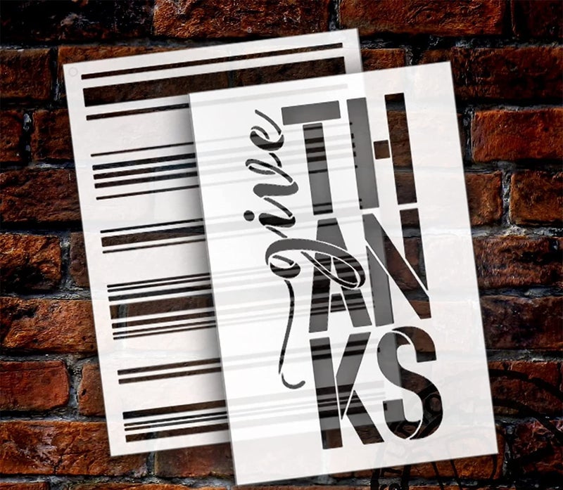 ivana's Ivana's Give Thanks Letter Stack with Tea Towel Stripes Stencil Set - Size - DIY Fall Home Decor | Craft & Paint Wood Signs (Medium) - Image 2
