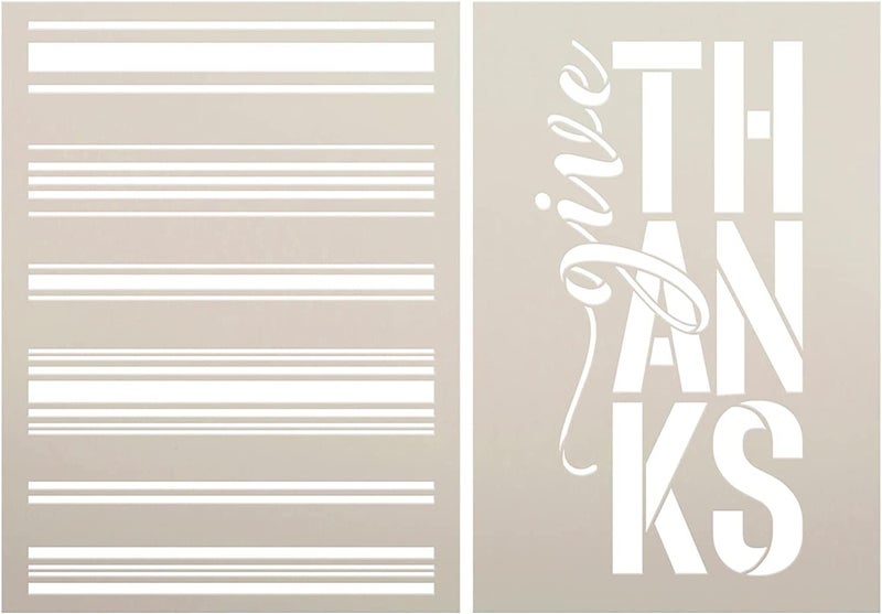 ivana's Ivana's Give Thanks Letter Stack with Tea Towel Stripes Stencil Set - Size - DIY Fall Home Decor | Craft & Paint Wood Signs (Medium) - Image 1
