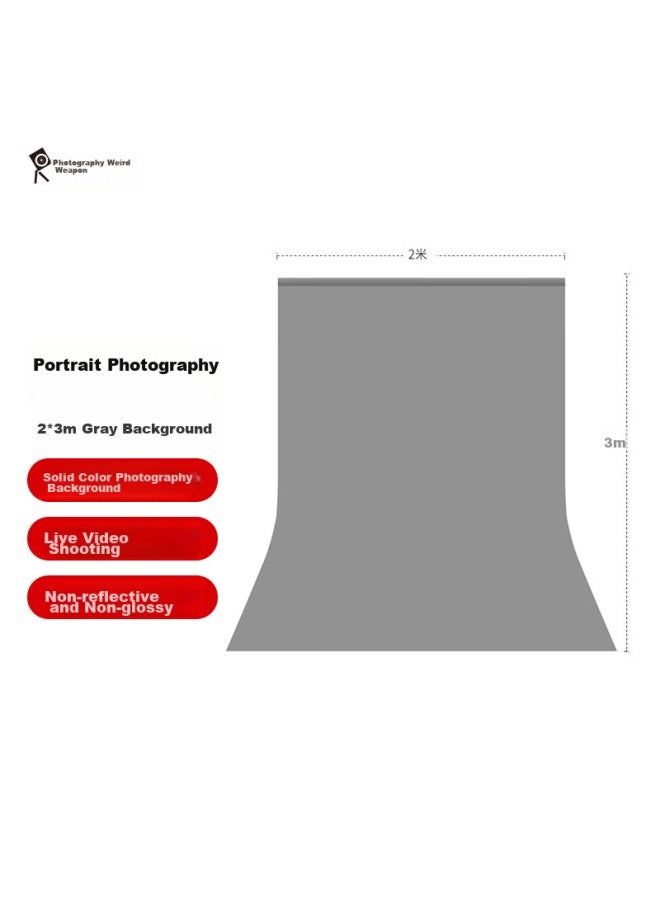 Hakutatz 2150 Video Green Screen Chroma Key Shooting Photo Background Cloth Light-Absorbing Cloth Photography Prop Solid Color Background Internet Celebrity Background Wall 2*3 Meters Gray - Image 1