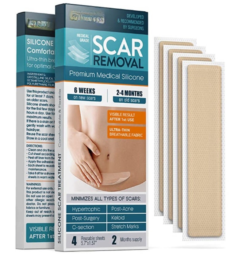 Silicone Scar Sheets 5.7" X 1.57" 4 Pack Advanced Silicone Treatment - Medical-Grade Ingredient Scar Tape - Easy To Apply & Remove Scar Strips for Post-Surgery Keloid C-Section Scar Treatment - Image 1