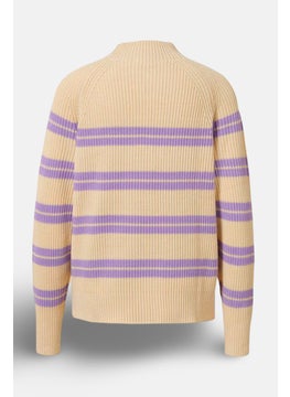 Tchibo Women Stripe Knitted Sweater, Cream  - Image 2