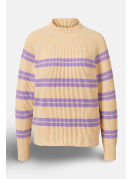 Tchibo Women Stripe Knitted Sweater, Cream  - Image 3