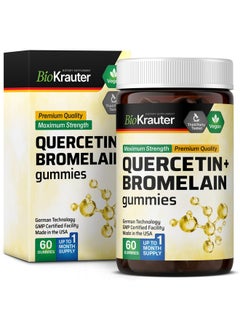 BIO KRAUTER BIO KRAUTER Quercetin with Bromelain Gummies - Quercetin Supplement - Vegan Immune Support - Source of Antioxidants - 1000 mg Mix - 60 Vegan Gummies Gelatine-Free Formula  - Image 1