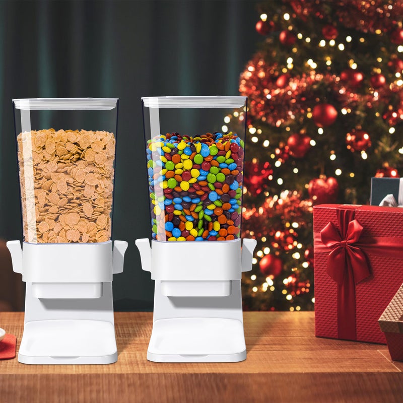 FHJP Cereal Dispenser Countertop, 5L Cereal Containers Storage Dispenser for Pantry, Large Dry Food Cereal Dispenser, Not Easy to Crush Cereal, Can Hold Oatmeal, Snack, Grain, Pet Food (White, 2Pc) - Image 5