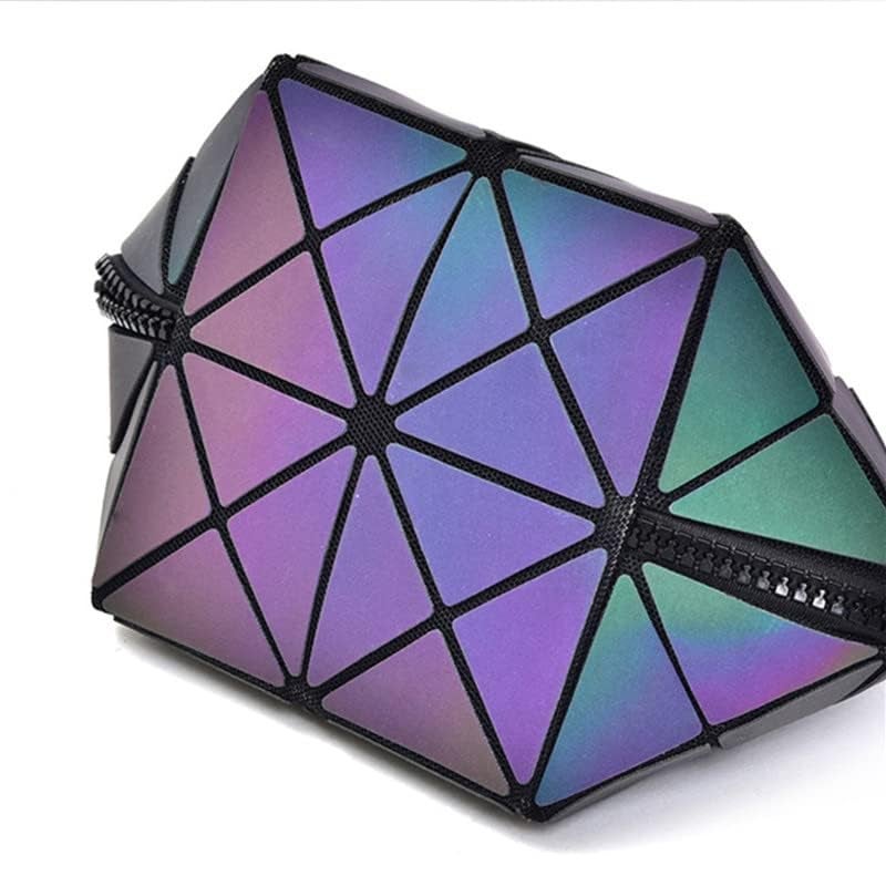 Zerolex Holographic Cosmetic BagTravel Makeup PouchPortable Waterproof Geometric Luminous Cosmetic Pouch for Girls WomenDaily Use Small Toiletry Pouch with Wrist Strap Multicolor - Image 5