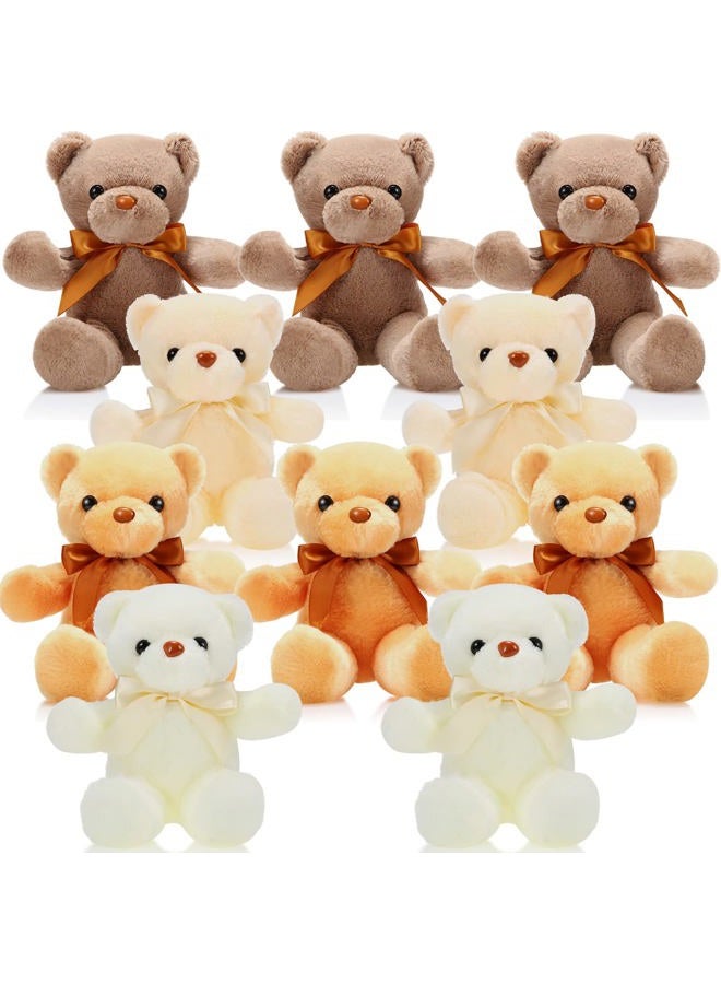 Skylety 10 Pieces Teddy Bears Stuffed Animals Soft Plush Toy 12 Inch Cute Teddy Bears with Ribbon Bow for Kids Boys Girls Birthday Valentines Day Baby Shower Bear Party Favor (Vivid Colors,Cute Style) - Image 1