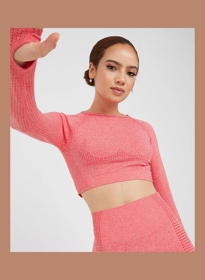 Styli Active Seamless Mélange Knit Long Sleeves Top and Leggings Set