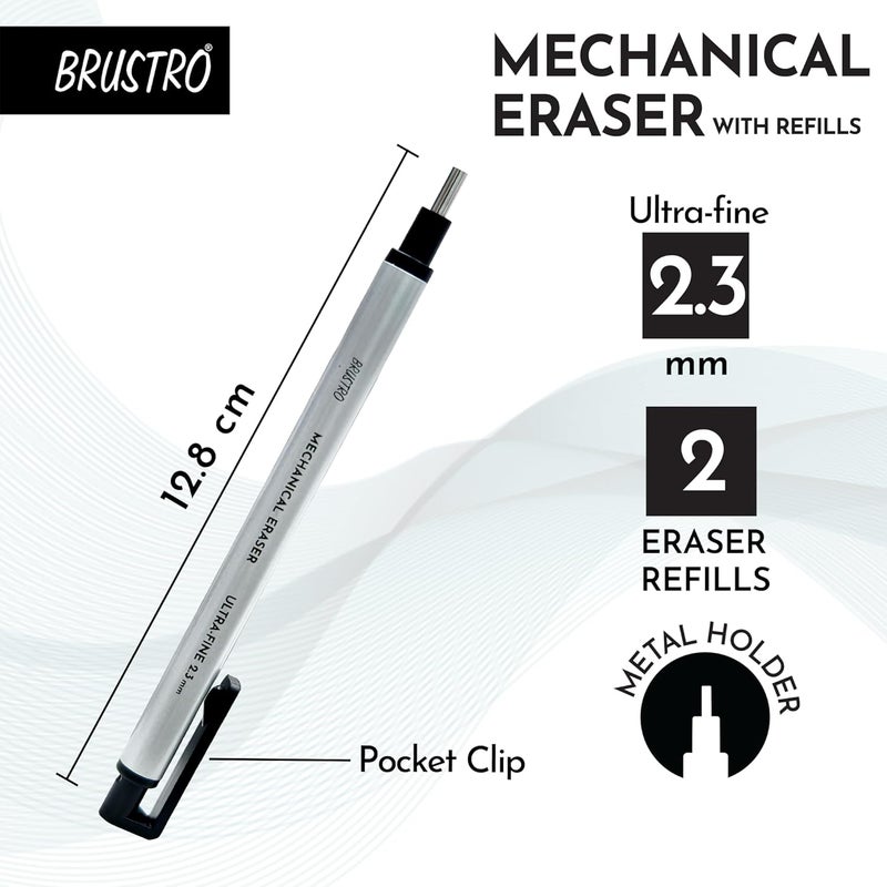 BRUSTRO ممحاة ميكانيكية دقيقة قابلة للسحب صفر | 2.3 مم - طرف فائق الدقة | قابلة لإعادة التعبئة، مثالية للفنانين، المعماريين، الطلاب، المحترفين، نظيفة ودقيقة. - Image 4