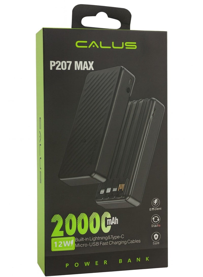 كالوس باور بانك 20000 مللي أمبير/ساعة مع 4 كابلات مدمجة - شحن سريع، توافق عالمي، أسود، ضمان لمدة عام - Image 1