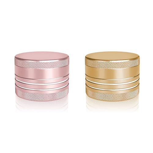 minlen 2 Sets Small Pill Box Portable Daily Box Aluminium Alloy Round Container for Pills Pocket Case PinkGold - Image 2