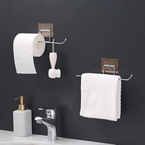 Tactine 2 Pic Adhesive Paper Towel Holder for Kitchen, Under Cabinet or Wall Mount – No Drilling Stainless Steel Towel Rack, Space-Saving Paper Roll Holder for Bathroom & Kitchen (2 Pack) - Image 4
