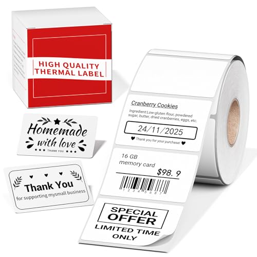 Memoking M100 M110 Thermal Labels 1.57"x1.18" (40x30mm), for M100/ M110/ M220/ M221/ M250/ M260 Label Maker, Compatible with Phomemo Labels, Original Refills, Waterproof White Sticker for Office/Business/Home - Image 1