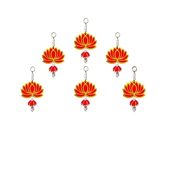 BENAVJI BENAVJI Handmade Wall Decor Lotus with Ball Style Hanging for Home DecorDiwali DecorWedding and All Festival Decor Pack of 6  - Image 3