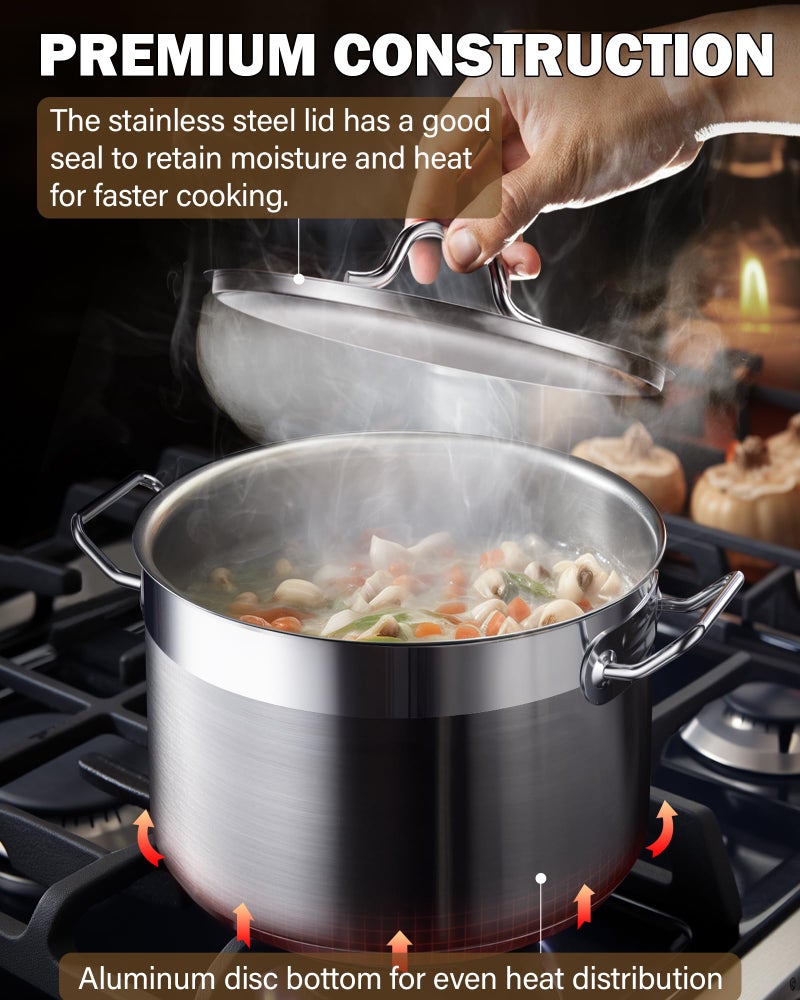 Cooks Standard قدر طهي ستاندرد من الفولاذ المقاوم للصدأ، سعة 8 كوارت، قدر احترافي مع غطاء، فضي - Image 5