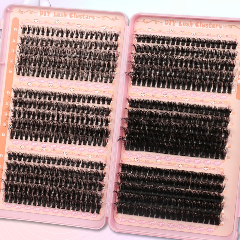 Gmagictobo Fluffy Lash Clusters Kit Wispy Lash Clusters 595Pcs Individual Lashes Clusters Thin Band Lash Extension Kit Lash Glue and Lash Tweezers - Image 5