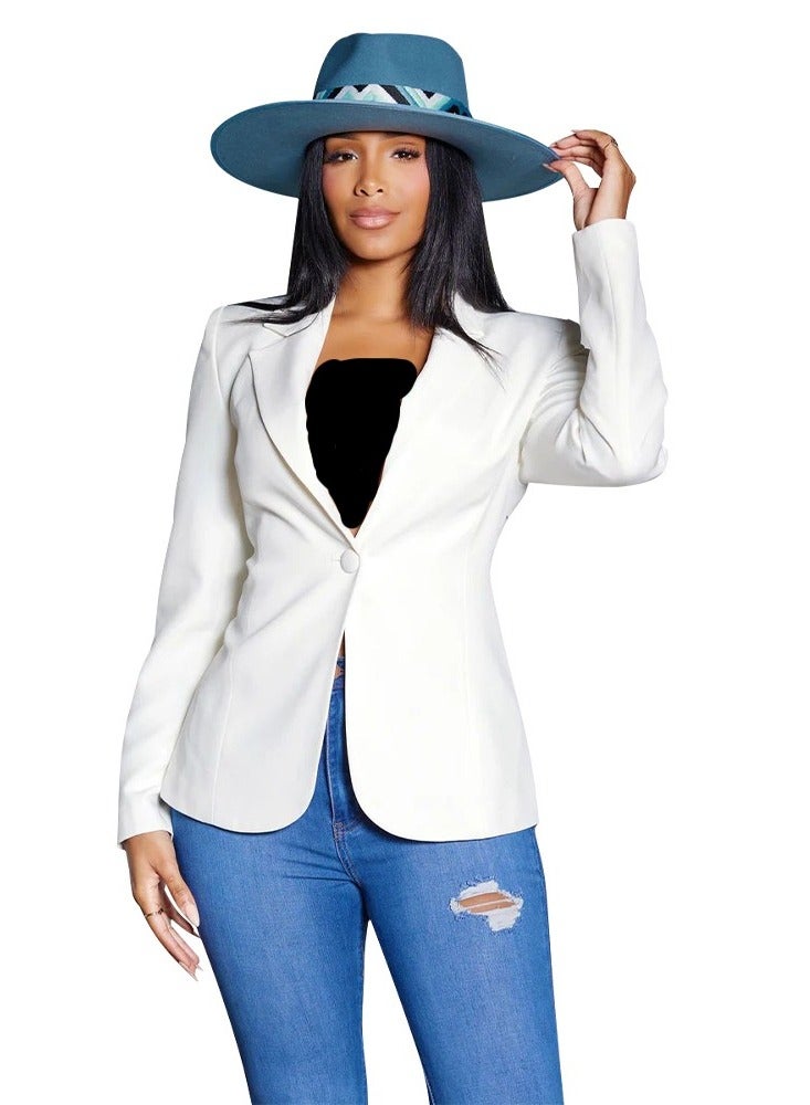 Shougu Fashion V-neck Small Suit Solid Color Long Sleeved Top  - Image 1