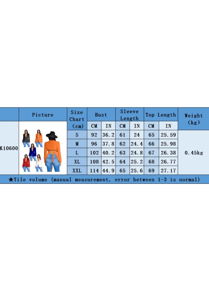Shougu Fashion V-neck Small Suit Solid Color Long Sleeved Top  - Image 3