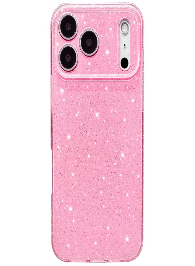 Hython Case for iPhone 17 Pro Case Glitter Cute Sparkly Shiny Bling Sparkle Phone Cases 6.3", Thin Slim Fit Soft TPU Bumper Shockproof Rubber Protective Cover for Women Girls Girly, Bright Pink - Image 1