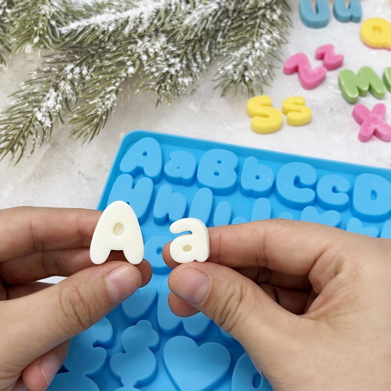 Tadonyny Letter Chocolate Silicone Molds, Number Candy Molds for Cake Decorations, Gummy Bear Mold Silicone with Scraper (letter number molds 002) - Image 2