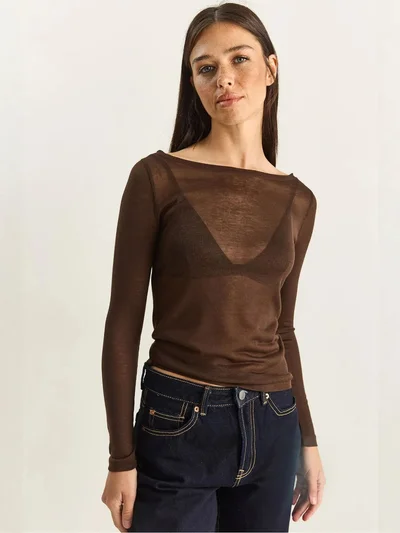 بيانكو لوتشي LUCCI Crew Neck Basic Transparent Top