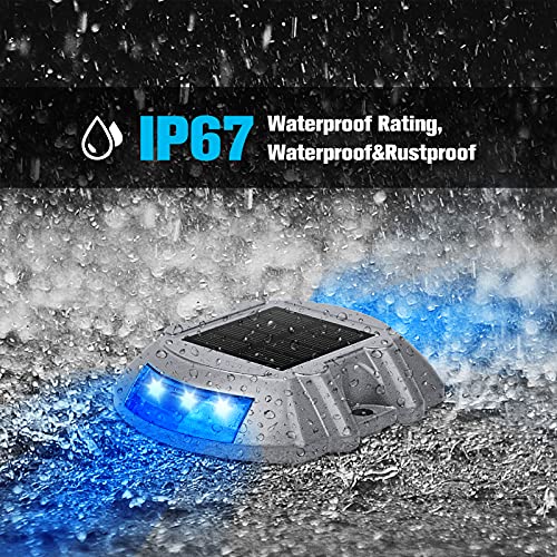 VOLISUN Solar Deck / Dock Lights, VOLISUN 12-Pack Led Wireless IP67 Waterproof Outdoor Warning Step Lights for Driveway Sidewalk Garden Pathway Yard (Blue) - Image 4