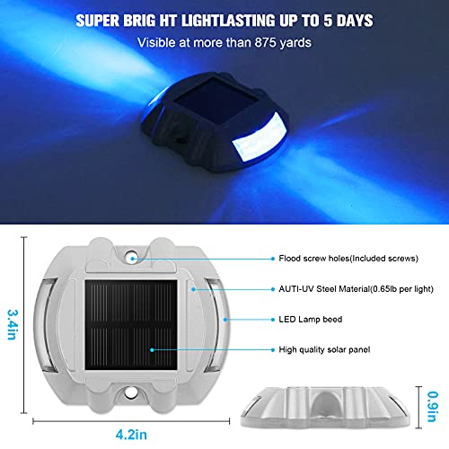 VOLISUN Solar Deck / Dock Lights, VOLISUN 12-Pack Led Wireless IP67 Waterproof Outdoor Warning Step Lights for Driveway Sidewalk Garden Pathway Yard (Blue) - Image 2