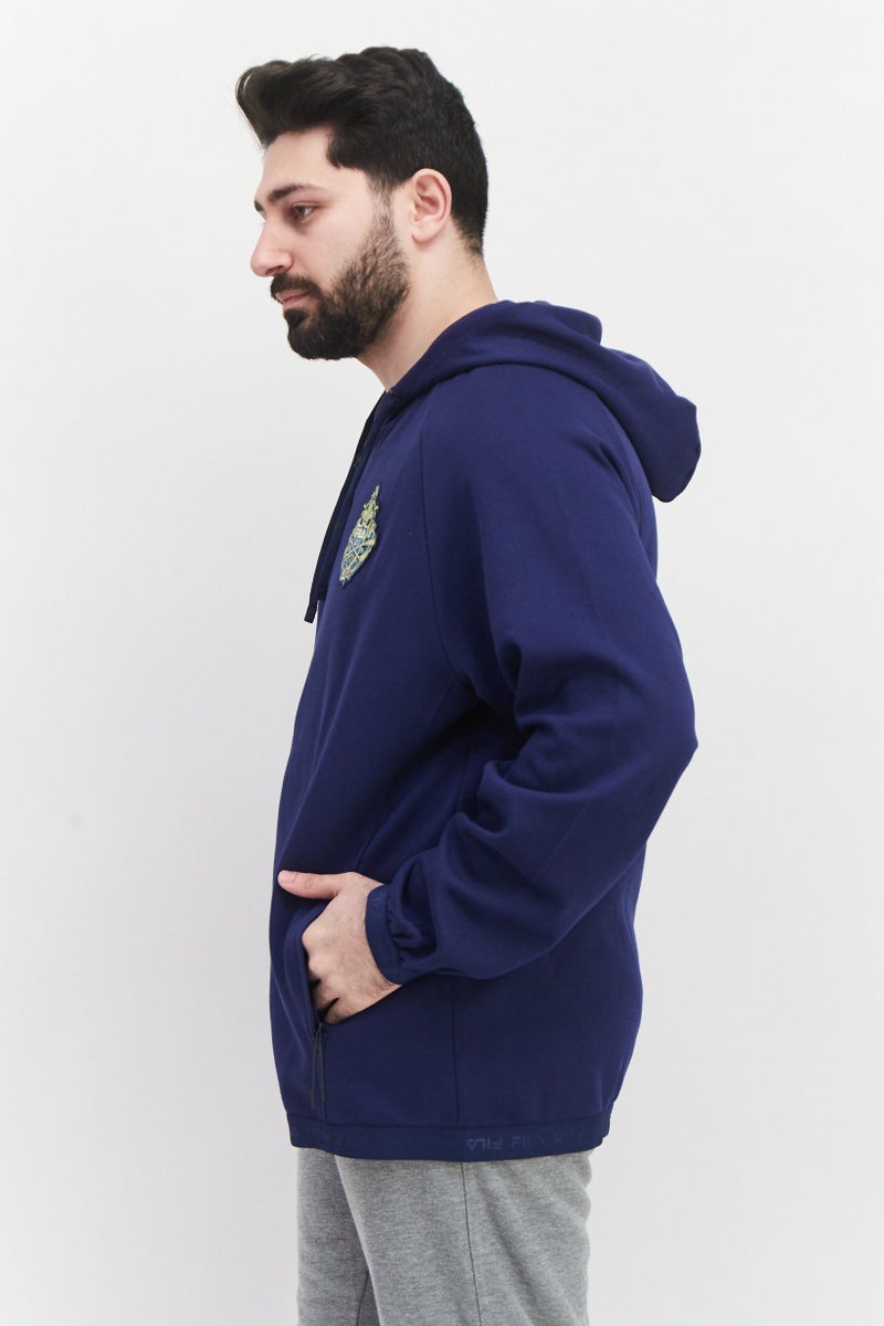 FILA سترة خارجية رياضية للرجال بأكمام طويلة، باللون الأزرق - Image 2