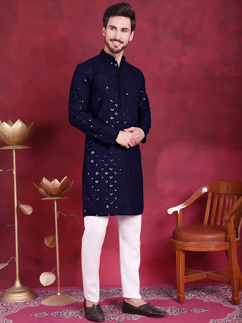 jompers قميص جومبرز المطرز بتقنية شيكانكاري مع بيجامة للرجال - Image 3