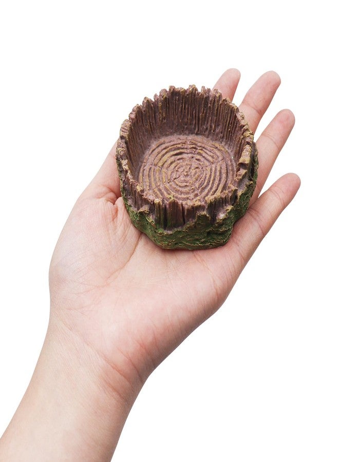 Neeenn 4 Pack Hermit Crab Water Dish Food Bowl, Resin Tree Trunk Reptile Feeding Bowls, Tank Aquarium Accessories for Bearded Dragon Leopard Gecko Lizard Tortoise Snail Toad Frog - 2.75 Inch in Diameter - Image 2