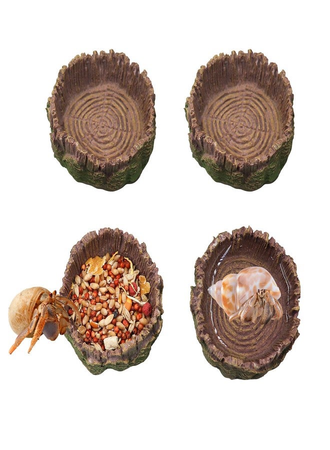 Neeenn 4 Pack Hermit Crab Water Dish Food Bowl, Resin Tree Trunk Reptile Feeding Bowls, Tank Aquarium Accessories for Bearded Dragon Leopard Gecko Lizard Tortoise Snail Toad Frog - 2.75 Inch in Diameter - Image 1