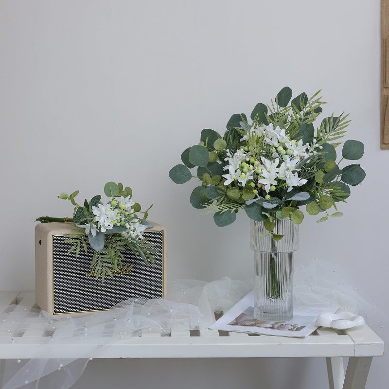 FOTEEWL 75 Pcs Artificial Greenery Stems Box Set,with 8 Kinds of Faux Plants and Fake Flowers for DIY Bridal Bouquets Wedding Floral Arrangement Table Centerpieces Decoration (Sage Green) - Image 5
