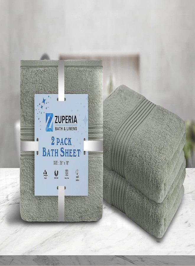 Zuperia Bath Sheets 35" x 70" Set of 2 Ultra Soft 600 GSM 100% Combed Cotton Extra Large Bath Towels, Highly Absorbent Daily Usage Bath Sheet Set Ideal for Pool, Home, Gym, Spa, Hotel (Light Grey) - Image 3
